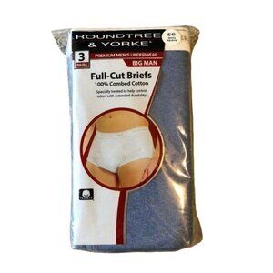 Roundtree Yorke Full-Cut Briefs 3-Pack Size 56 Big Man 100% Cotton New Underwear